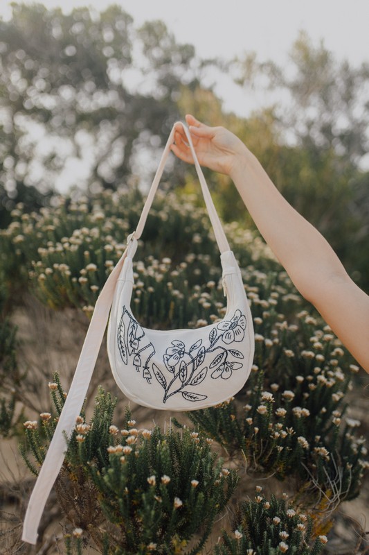 Flowers for spring crescent moonbag