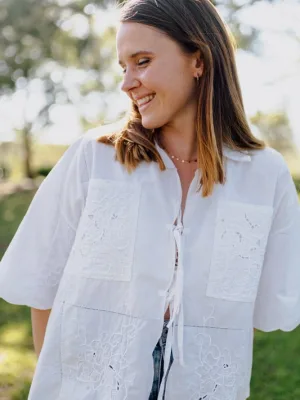 Tablecloth tie-up blouse // Large